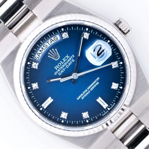 19019 Day-Date Oysterquartz (service papers /blue diamond sunray)