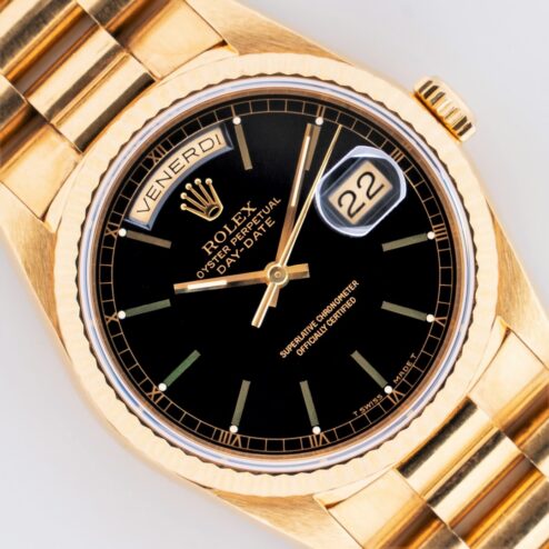 18238 Day-Date (unpolished / black dial / full set / caseback sticker)