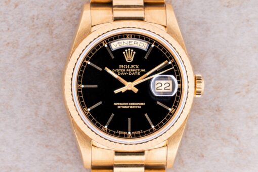 18238 Day-Date (unpolished / black dial / full set / caseback sticker) – Bild 5