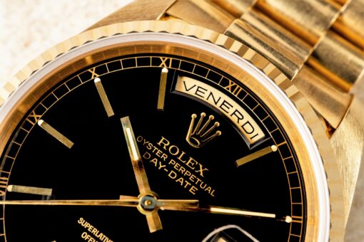 18238 Day-Date (unpolished / black dial / full set / caseback sticker) – Bild 7