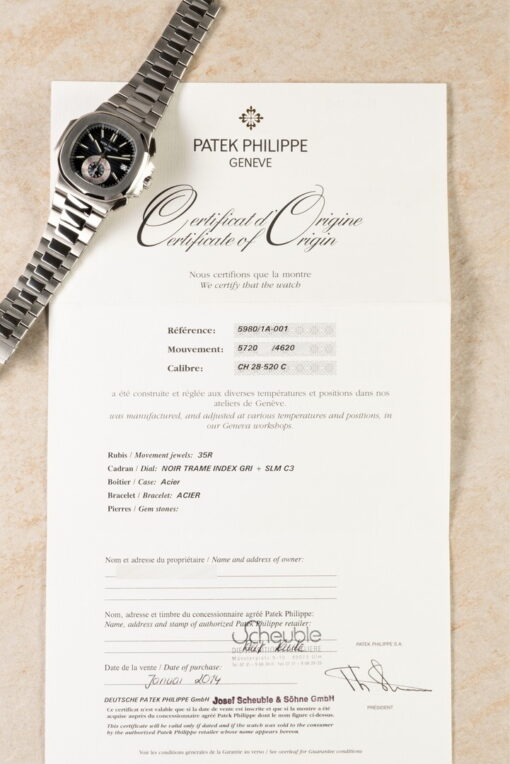 5980/1A-001 Nautilus Chrono (blue dial / full set 2014 GERMAN / 2022 Bucherer service) – Bild 3