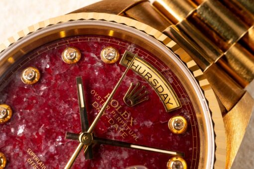 18238 Day-Date 36 (super rare grossular pinball stone dial / unpolished collectors set) - Image 9