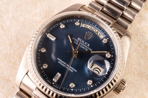 18039 Day-Date (unpolished thick case version / petrol blue diamond dial) – Bild 4