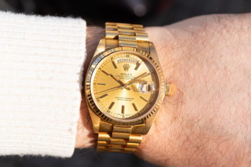 18038 Day-Date (wonderful unpolished condition / golden sunray dial) – Bild 3