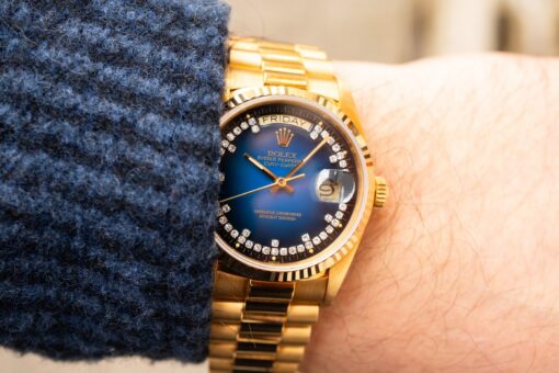 18038 Day-Date (blue vignette degrade dial / diamond string / great watch) – Bild 2