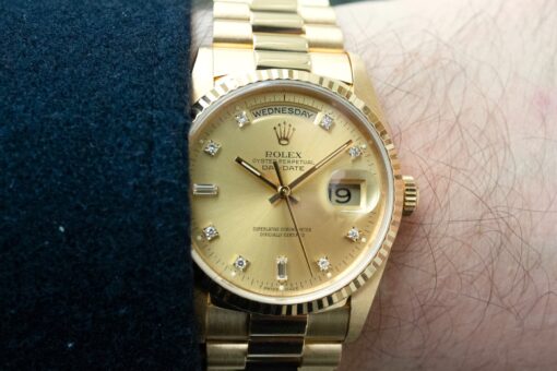 18238 Day-Date (unpolished / box papers / golden diamond sunray dial) – Bild 3