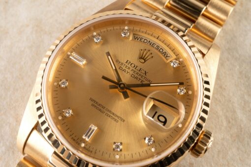 18238 Day-Date (unpolished / box papers / golden diamond sunray dial) – Bild 6