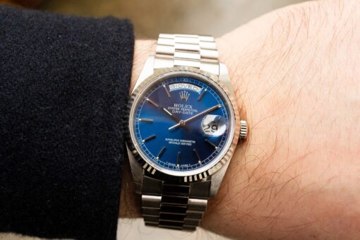 18239 Day-Date (unpolished / top italian full set / blue sunray dial) – Bild 2