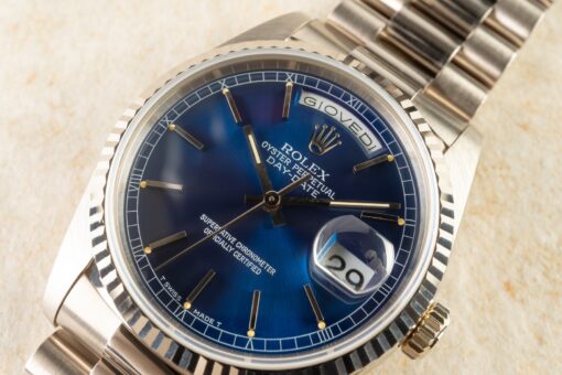18239 Day-Date (unpolished / top italian full set / blue sunray dial) – Bild 4