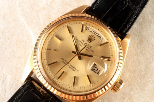 1803 Day-Date (golden pie-pan sunray / 18 carat rolex buckle and rolex croco) – Bild 4