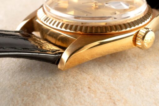 1803 Day-Date (golden pie-pan sunray / 18 carat rolex buckle and rolex croco) – Bild 8