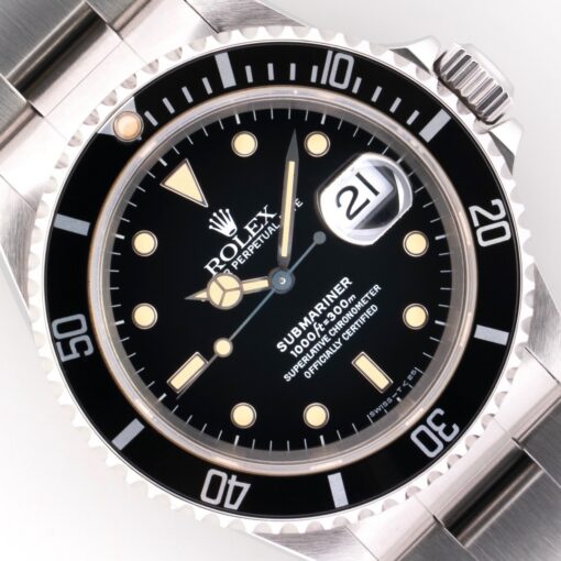 16610 Submariner Date (unpolished / super patina / caseback sticker / box & papers