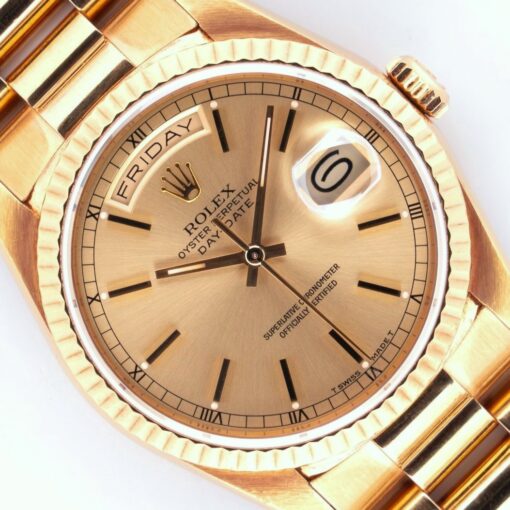 18238 Day-Date (unpolished / LC100 full set / golden sunray dial)