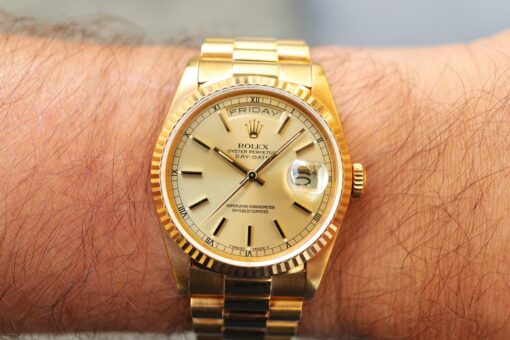 18238 Day-Date (unpolished / LC100 full set / golden sunray dial) – Bild 2