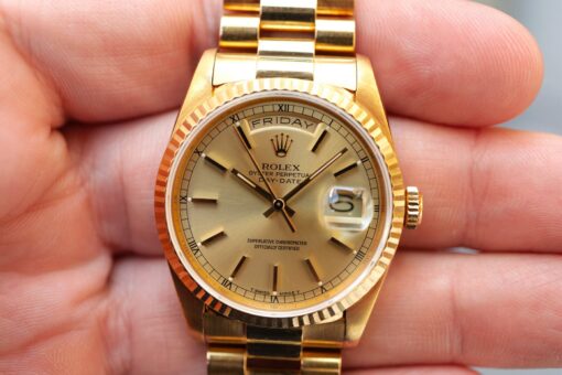 18238 Day-Date (unpolished / LC100 full set / golden sunray dial) – Bild 3