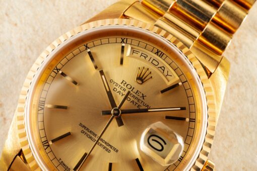 18238 Day-Date (unpolished / LC100 full set / golden sunray dial) – Bild 8
