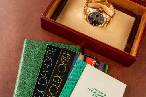 18038 Day-Date (blue diamond sunray dial / box papers LC 100 / 8386 jubilee bracelet) – Bild 4