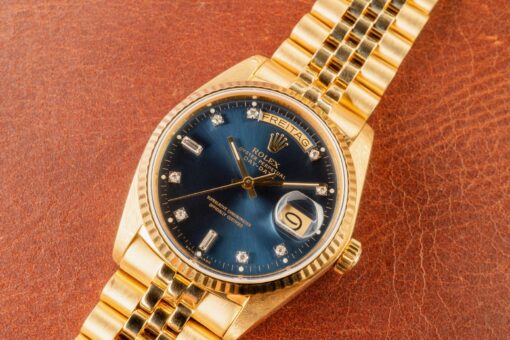 18038 Day-Date (blue diamond sunray dial / box papers LC 100 / 8386 jubilee bracelet) – Bild 5
