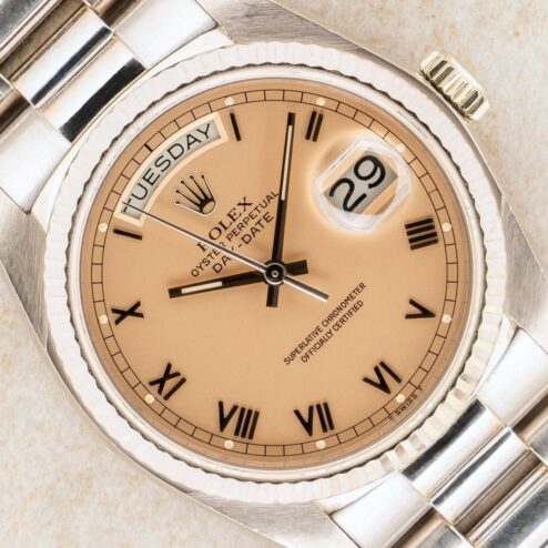 18039 Day-Date (insane cool watch / thick case / salmon dial / full set from Kuwait)