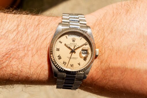 18039 Day-Date (insane cool watch / thick case / salmon dial / full set from Kuwait) – Bild 2