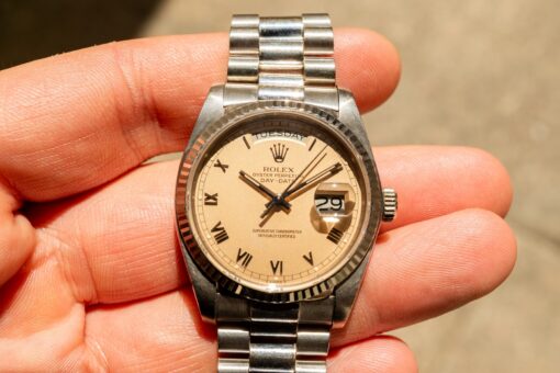 18039 Day-Date (insane cool watch / thick case / salmon dial / full set from Kuwait) – Bild 3