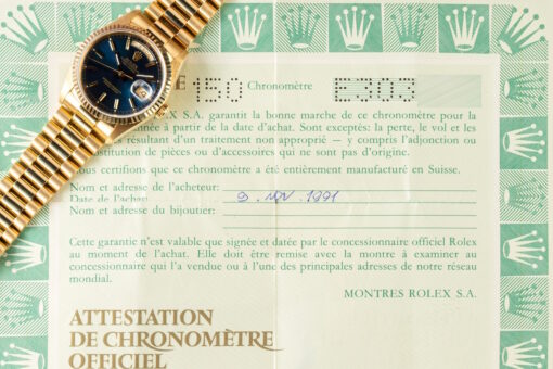 18238 Day-Date (rare blue cushion dial / unpolished / full set from 1990) – Bild 3