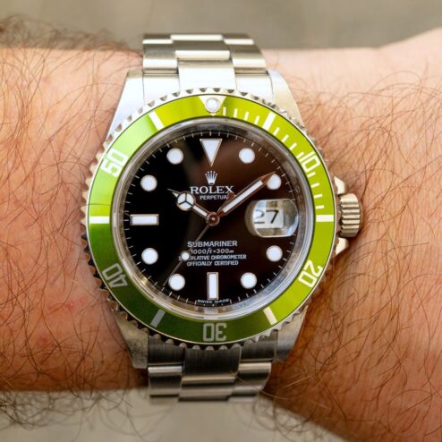 Alternative view of 16610LV Submariner Date (full set / B3 lime green inlay / unpolished)