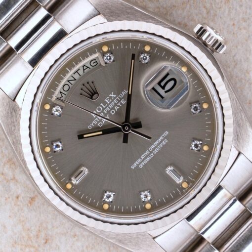 18039 Day-Date (thick case version / unpolished and perfect / grey diamond dial)