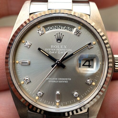 Alternative view of 18039 Day-Date (thick case version / unpolished and perfect / grey diamond dial)
