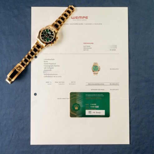 Alternative view of 116508 Daytona (John Mayer Green / 2021 unworn / perfect set from first owner)