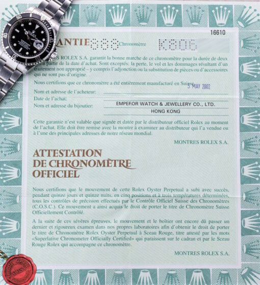 16610 Submariner Date (K serial 2002 / full set with purchase receipt) – Bild 4