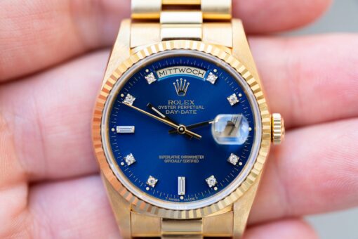18238 Day-Date (unpolished / LC100 full set / caseback sticker / blue diamond sunray) – Bild 2
