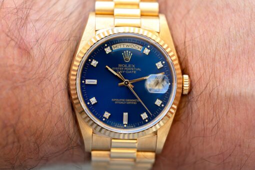 18238 Day-Date (unpolished / LC100 full set / caseback sticker / blue diamond sunray) – Bild 3