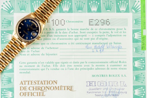 18238 Day-Date (unpolished / LC100 full set / caseback sticker / blue diamond sunray) – Bild 4