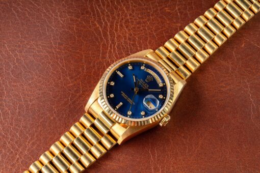18238 Day-Date (unpolished / LC100 full set / caseback sticker / blue diamond sunray) – Bild 6