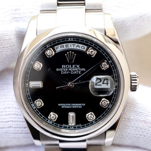 Alternative view of 118209 Day-Date (black diamond dial / box papers LC100 / top condition)