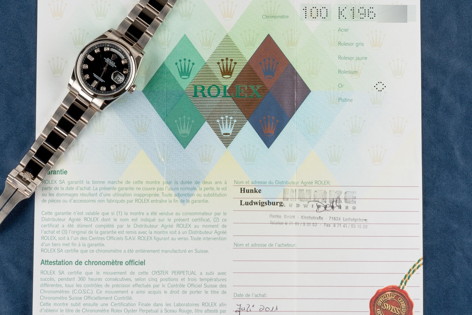 118209 Day-Date (black diamond dial / box papers LC100 / top condition) – Bild 3