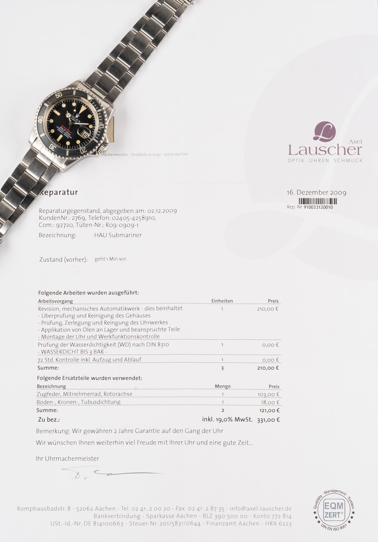 1680 Submariner Date (MKIV RED Sub / from 1970 / original folded oyster) - Image 7