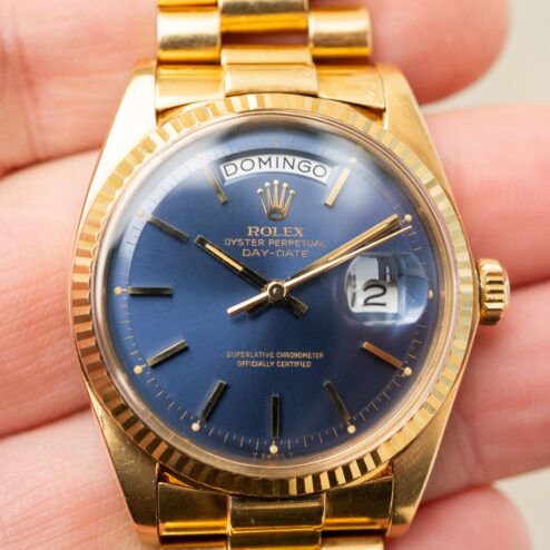Alternative view of 1803 Day-Date (petrol blue dial / unpolished / wonderful vintage)