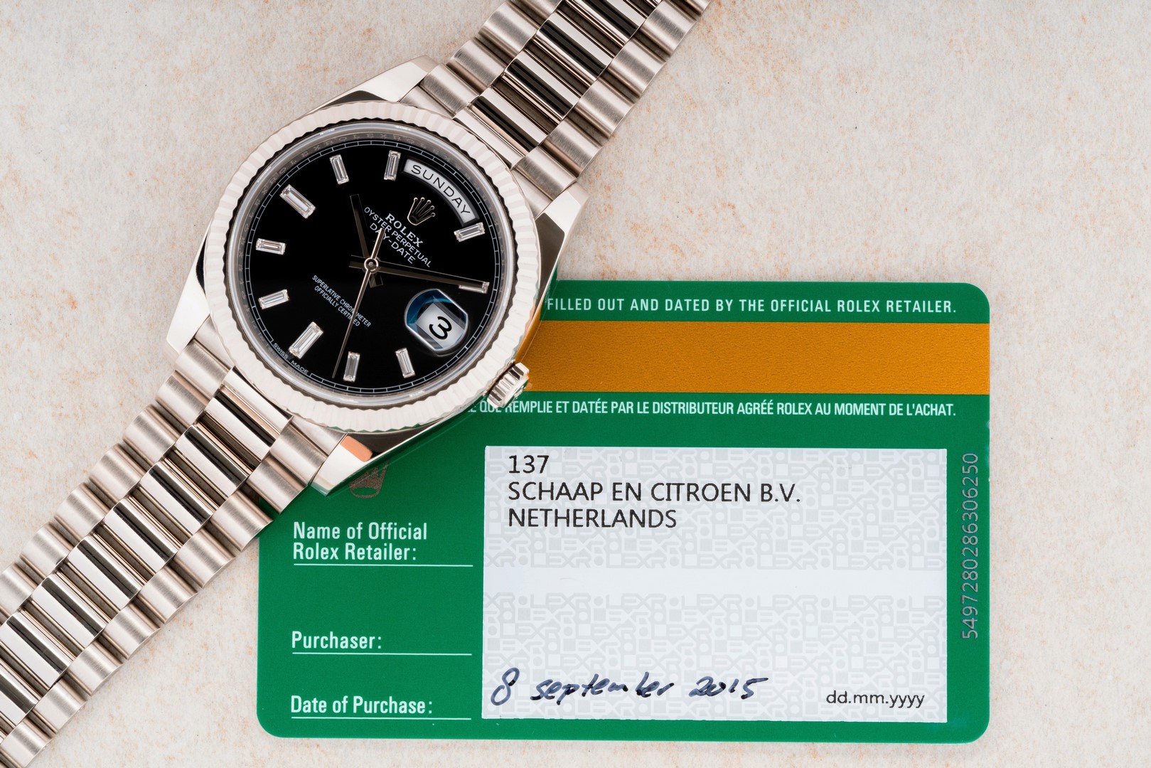 228239 Day-Date (black baguette dial / from NLD / full set with dial code) – Bild 2