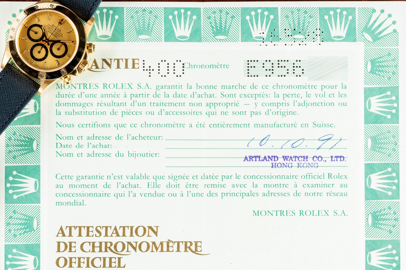 16528 Daytona Zenith (wonderful condition / box papers / inverted six dial) – Bild 4