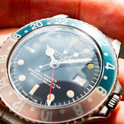 Alternative view of 1675 GMT-Master (MIRROR GILT Dial / from 1964 / faded fat font Pepsi)