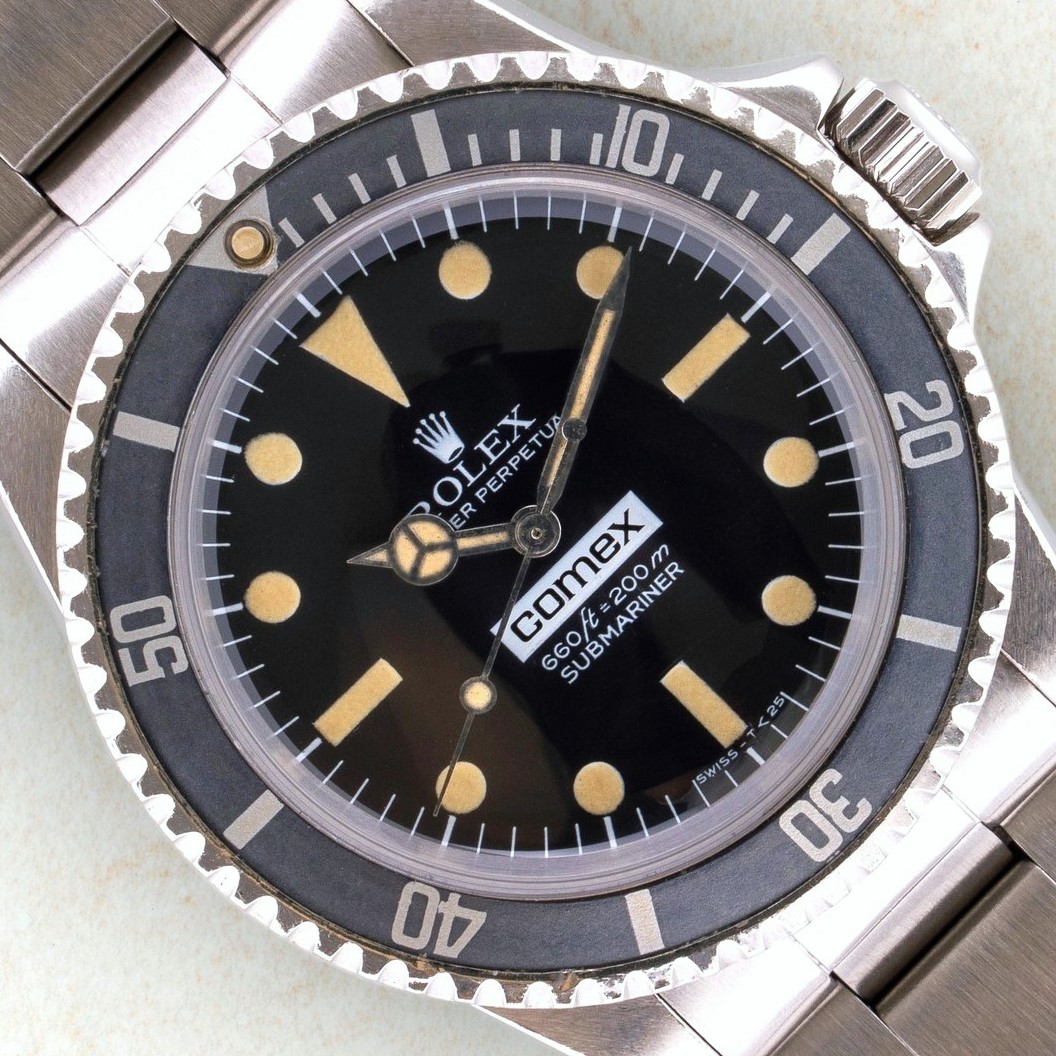 5514 COMEX Submariner (medium number / 100% correct / wonderful patina / Rolex Service papers with COMEX!)