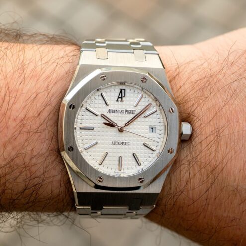 Alternative view of 15300ST Royal Oak (white dial / full set / service papers / from 2008)