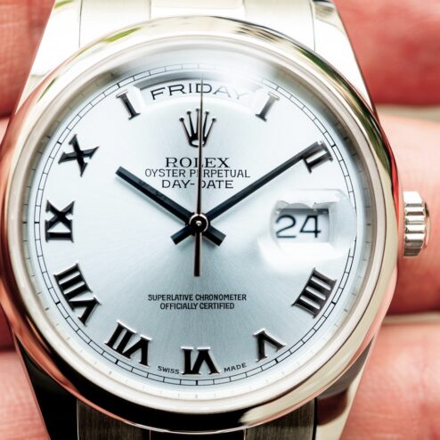 Alternative view of 118206 Day-Date Platin (ICE blue dial / LC100 box papers / unpolished top)