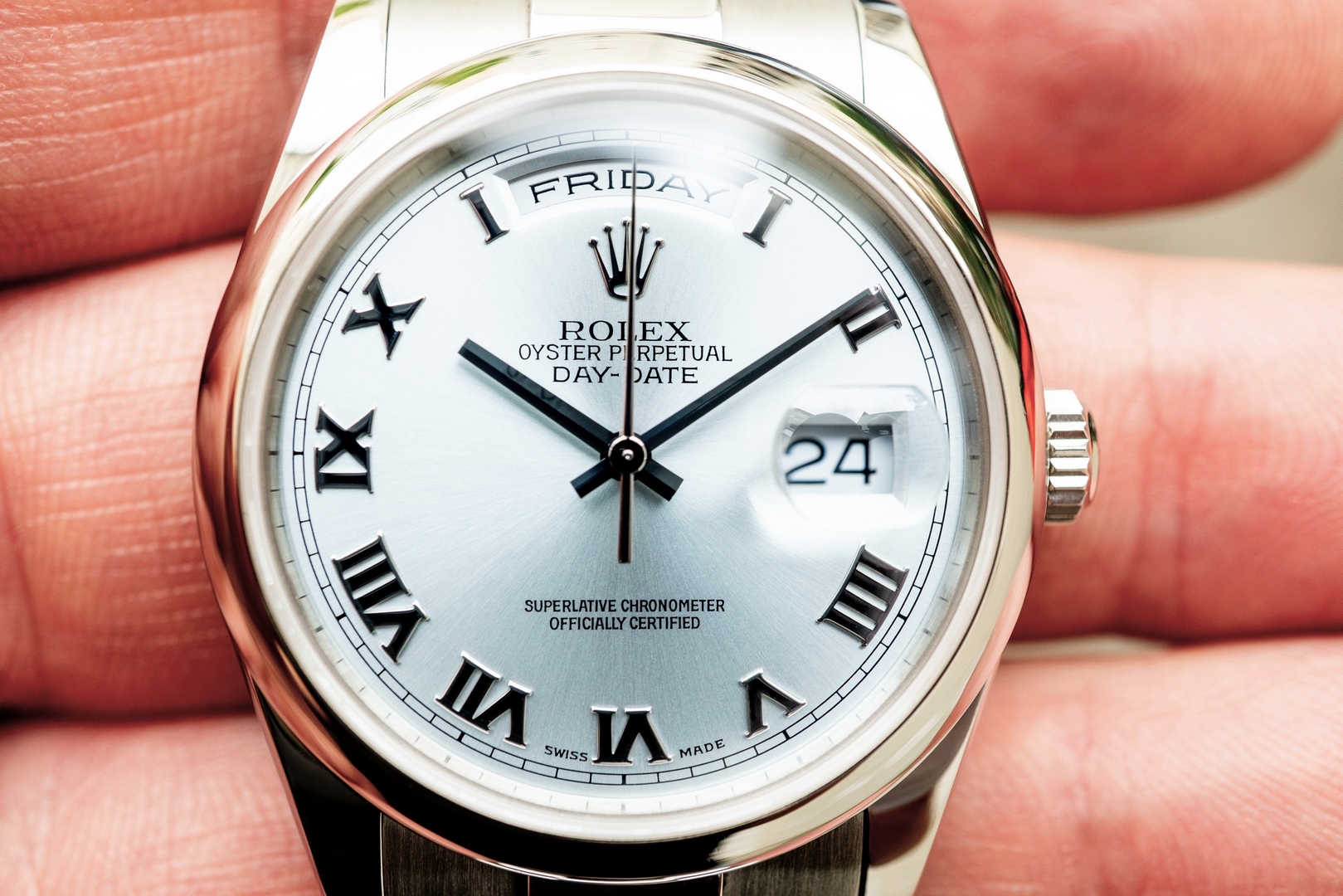 118206 Day-Date Platin (ICE blue dial / LC100 box papers / unpolished top) – Bild 2