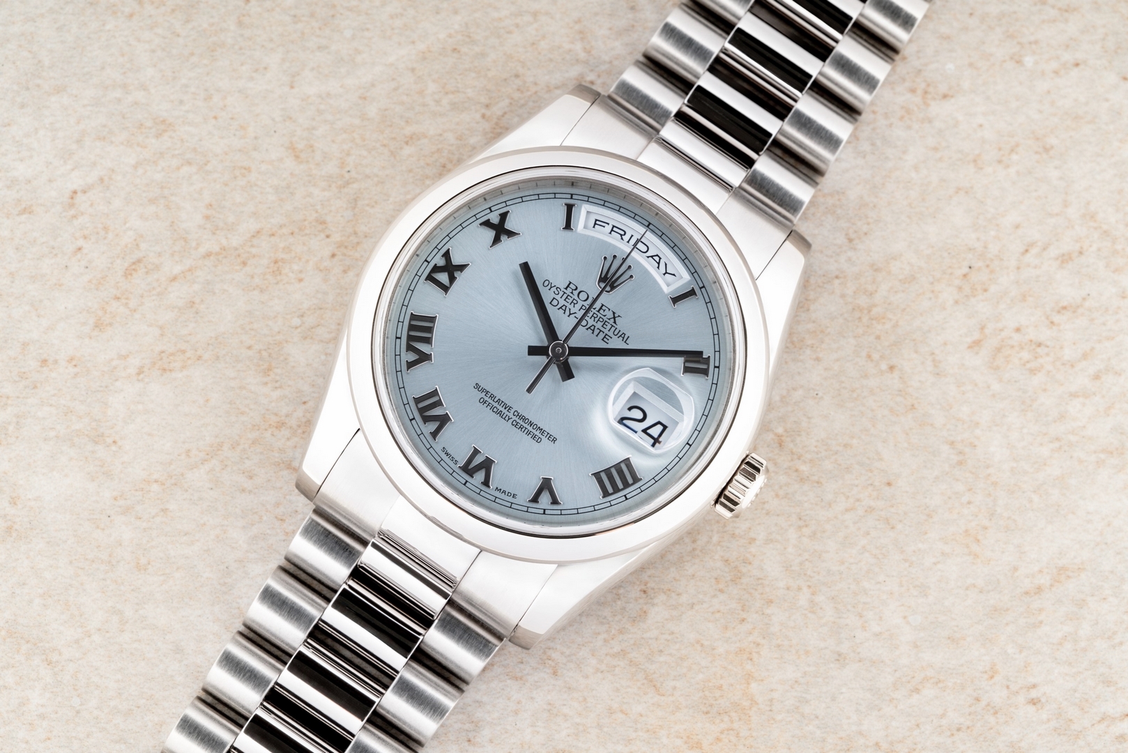 118206 Day-Date Platin (ICE blue dial / LC100 box papers / unpolished top) – Bild 5