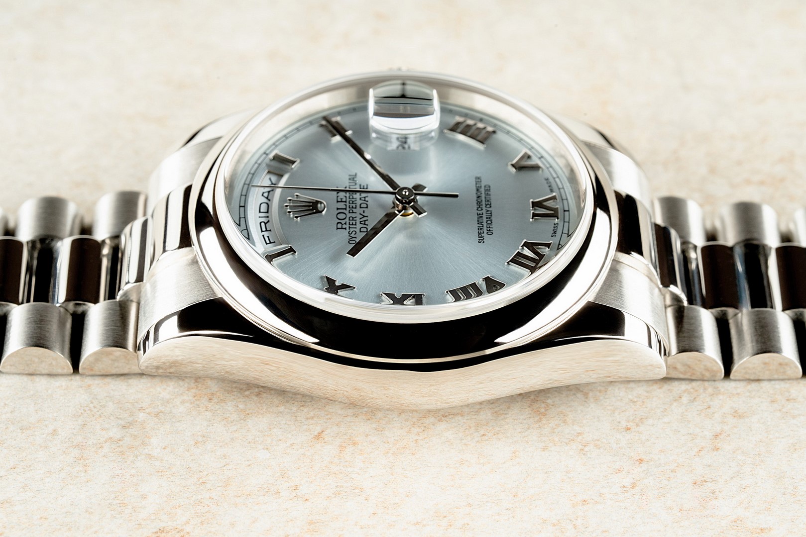 118206 Day-Date Platin (ICE blue dial / LC100 box papers / unpolished top) – Bild 7
