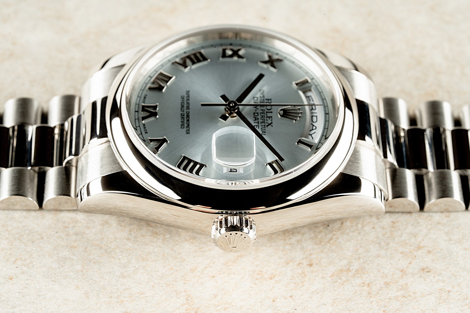 118206 Day-Date Platin (ICE blue dial / LC100 box papers / unpolished top) – Bild 8