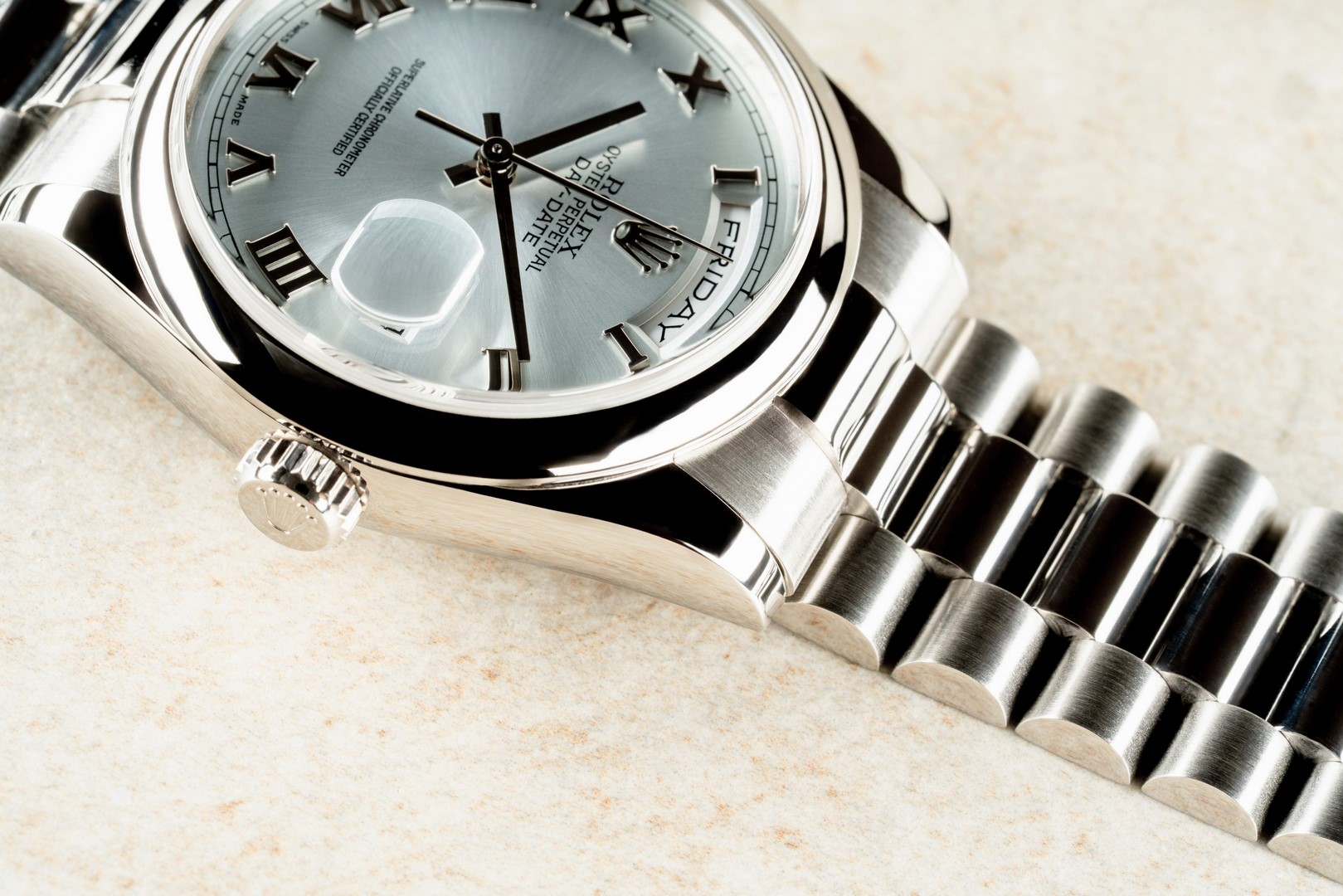 118206 Day-Date Platin (ICE blue dial / LC100 box papers / unpolished top) – Bild 9